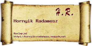 Hornyik Radamesz névjegykártya